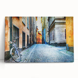 Large black and white photo of Stockholm scenery on stretched canvas, ideal for kitchen wall art.