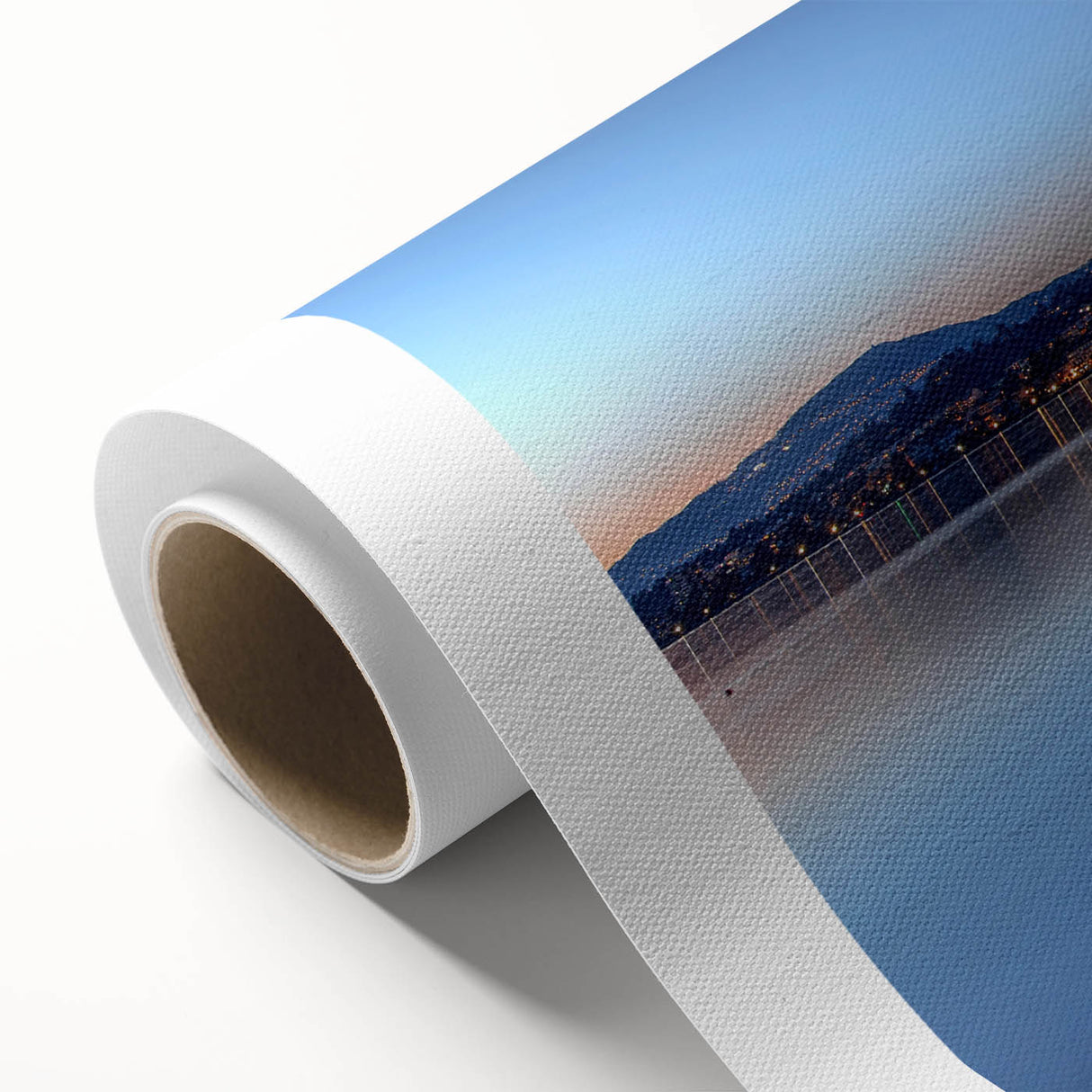 Art deco poster of Geneva scenery on rolled canvas, featuring soft pastel shades, ideal for nursery wall art.