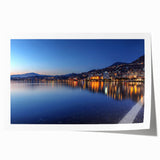 Rolled print of Geneva scenery with floral accents in pastel shades.