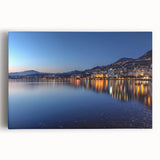 Black and white photograph of Geneva scenery on large stretched canvas, suitable for kitchen wall art.