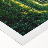 Art deco poster of a European scenery in muted blue and green shades, printed on rolled canvas.