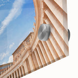 Large abstract wall art of the Vatican on acrylic glass, featuring muted earth tones, ideal for dining room ambiance.