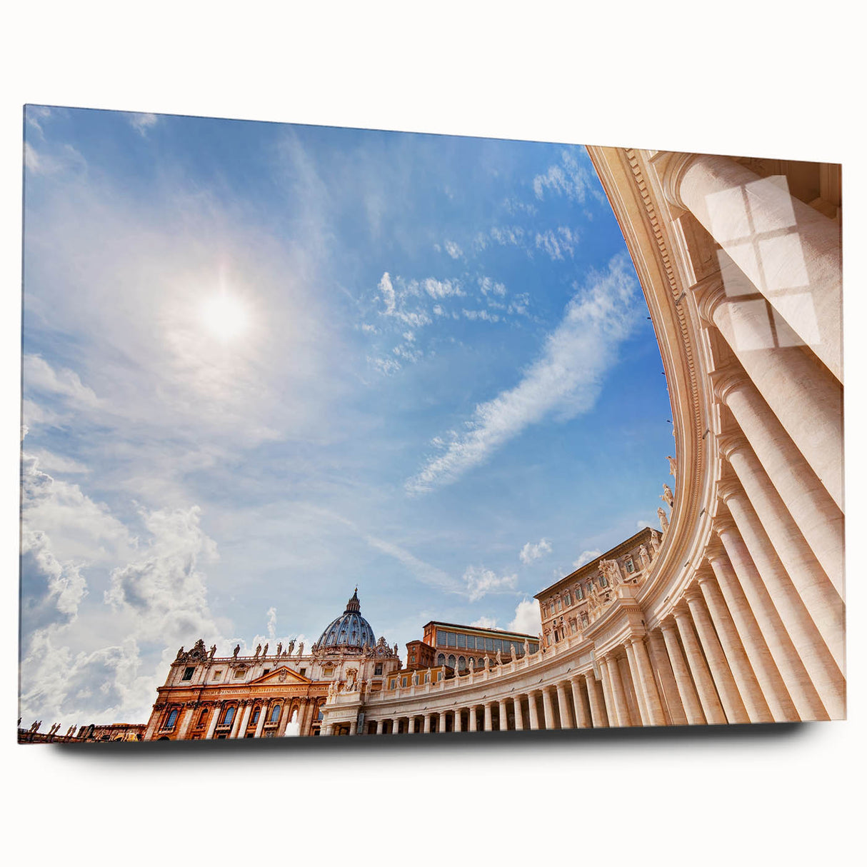 Large acrylic print of the Vatican scenery in soft pastel colors, ideal for bedroom or dining room art.