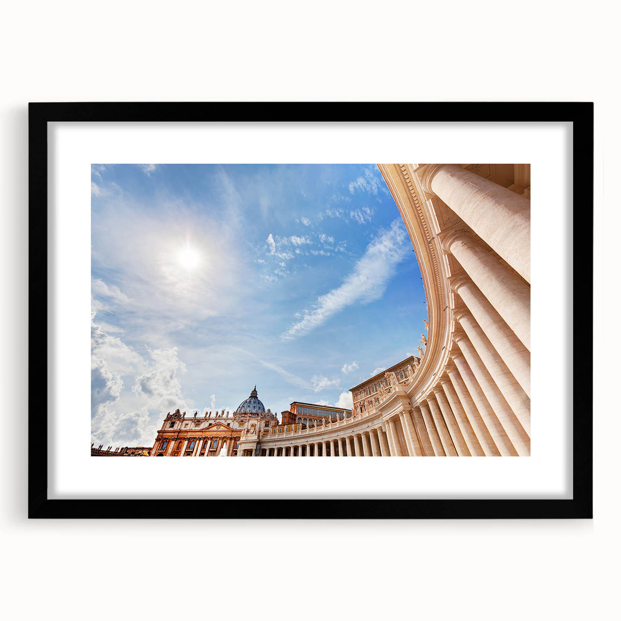 Extra large, textured abstract art print of vibrant European scenery on a black framed canvas, ideal for living room decor.