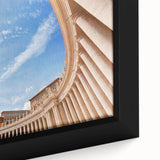 Close-up of a textured black wall art depicting the Vatican scenery in vibrant colors on a framed canvas.