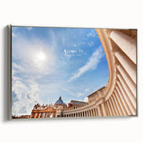 Framed vintage landscape art painting of the Vatican, featuring muted earth tones on canvas, ideal for office decor.