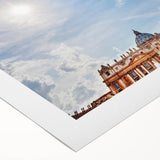 Art deco poster of the Vatican scenery in muted gray tones on rolled canvas, suitable for dining room wall art.