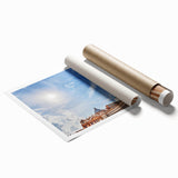 Extra large rolled print of the Vatican scenery with soft floral accents, ideal for classy bathroom wall art.