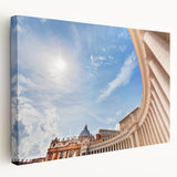 Vatican scene on large stretched canvas in muted earth tones, suitable for kitchen wall art.