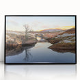 Large abstract wall art depicting European Welsh scenery in muted earth tones on a framed acrylic print.