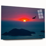 Large abstract depiction of Acapulco scenery in vibrant blues and greens on acrylic glass.