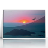 Art deco poster of Acapulco scenery in muted pastel colors on a white framed acrylic, ideal for modern art wall decor.