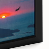 Framed canvas depicting a textured, colorful Acapulco scenery in predominantly black tones, ideal for living room decor.