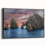 Black and white framed canvas of Baja California landscape, ideal for bedroom wall art.