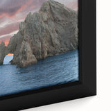 Extra large framed canvas featuring a textured depiction of Baja California scenery in black with colorful accents.
