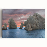 Black and white stretched canvas featuring a serene Baja California landscape, ideal for kitchen wall art.
