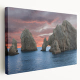 Side view of a stretched canvas depicting the Baja California scenery in earth tones, ideal for kitchen wall art.