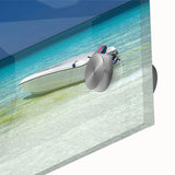 Large abstract wall art depicting the Cancun scenery in mid-century modernist style.