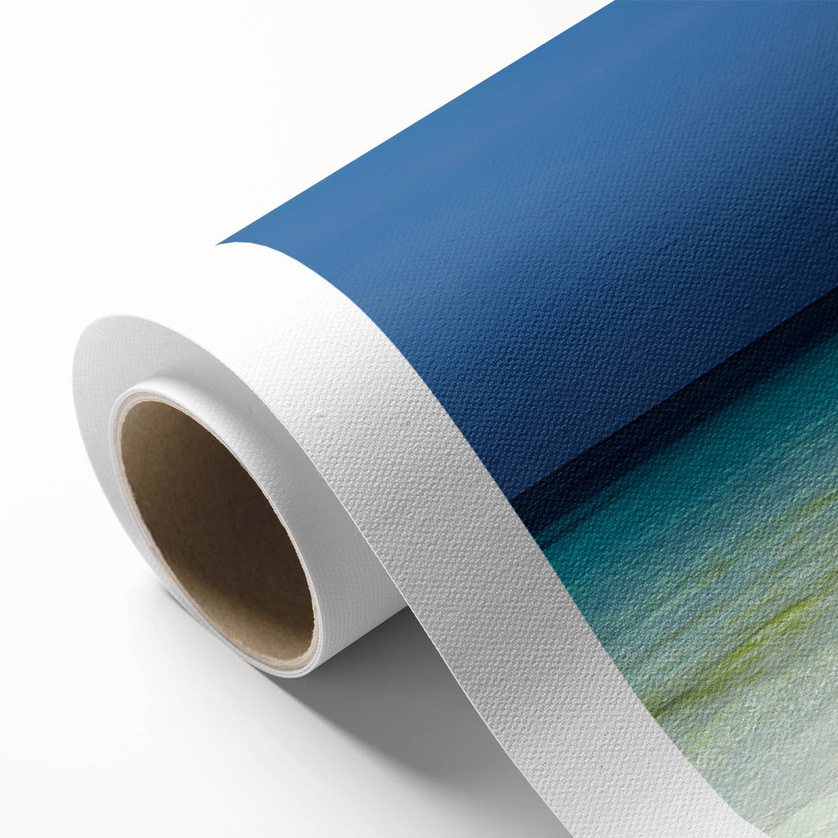 Art Deco poster of Cancun scenery on rolled canvas, with pastel shades, ideal for nursery wall art.
