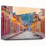 Large abstract depiction of Mexico City in muted earth tones on acrylic glass, ideal for bedroom or dining room art.