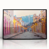 Large abstract wall art featuring a stylized Mexico City skyline in muted earth tones on a framed acrylic print.