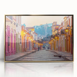 Acrylic print of Mexico City skyline in gold and black hues, ideal for modern art wall decor.