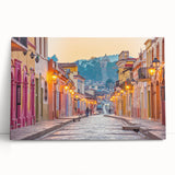 Black and white large art print of Mexico City skyline on stretched canvas, ideal for kitchen wall art or bedroom decor.