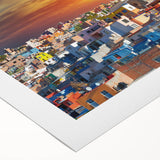 Art deco poster of Guanajuato, Mexico, featuring vibrant colors on rolled canvas, suitable for dining room wall art.