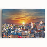 Black and white stretched canvas of Guanajuato, Mexico cityscape, ideal for kitchen wall art.