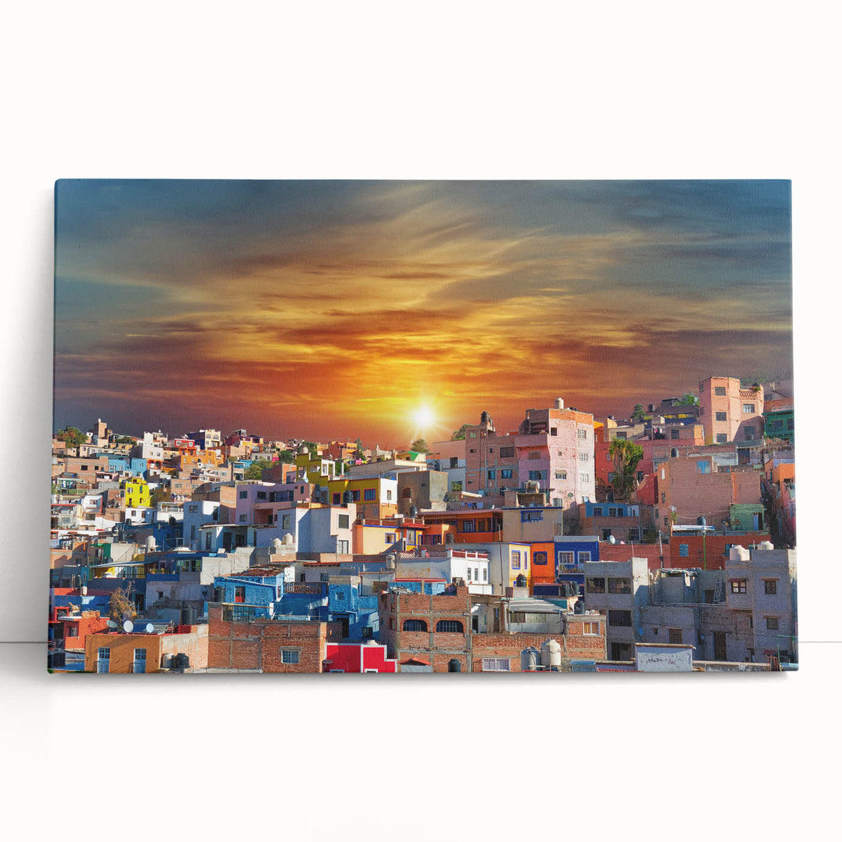 Black and white stretched canvas of Guanajuato scenery, ideal for kitchen wall art or bedroom ambiance.