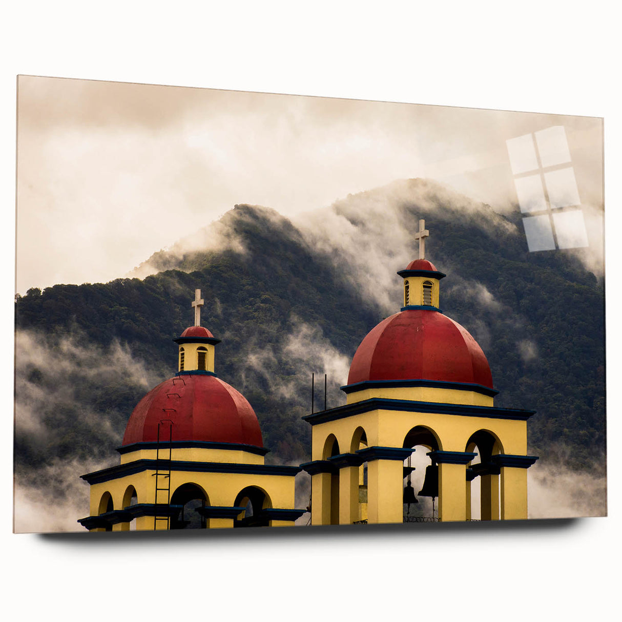 Large abstract wall art of Oaxaca scenery on acrylic glass, with earth tones, ideal for bedroom or dining room decor.