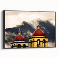 Black and white framed canvas of Oaxaca landscape, ideal for bedroom wall art in vintage poster style.