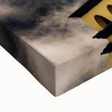 Large art featuring a black and white landscape painting of Oaxaca on stretched canvas, ideal for bedroom wall decor.