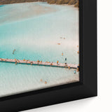 Extra large framed canvas of a textured black wall art featuring colorful Mexican Quintana Roo scenery.