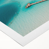Art deco poster depicting a serene Quintana Roo landscape in muted green and blue tones, printed on rolled canvas.