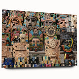 Large abstract wall art of Yucatan scenery in muted earth tones on acrylic glass, ideal for bedroom or dining room decor.