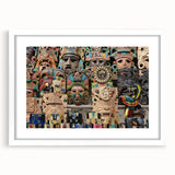 Abstract art print of Yucatan scenery in muted earth tones on a white matted frame.