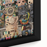 Extra large framed canvas featuring a textured depiction of Yucatán scenery in vibrant colors, ideal for living room decor.