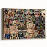 Framed canvas depicting a vintage-style landscape of Yucatán, with muted earth tones, ideal for bedroom wall art.