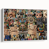 Vintage poster art of Yucatan scenery on extra-large framed canvas, with colorful artwork against a black background.