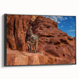 Black and white landscape art painting of Middle Eastern scenery on framed canvas, ideal for bedroom decor.