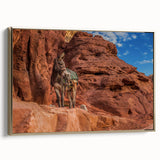 Framed canvas featuring a vintage-style landscape painting of Middle Eastern scenery, ideal for bedroom wall art.