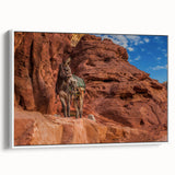 Vintage poster art of Middle-Eastern scenery on a framed canvas, featuring vibrant colorful art, ideal for living room decor.