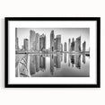 Extra large abstract art print of Dubai skyline in vibrant colors on a textured canvas, ideal for living room decor.