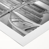 Art deco poster of Dubai skyline in muted gold and blue tones on rolled canvas, suitable for dining room wall art.