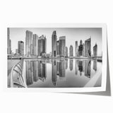 Extra large rolled print of Dubai skyline in muted earth tones, ideal for art wall dining room.