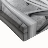 Black and white landscape art painting of Dubai skyline on large stretched canvas, ideal for bedroom decor.