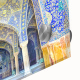 Large abstract wall art featuring a stylized Middle Eastern scenery in muted earth tones on acrylic glass.