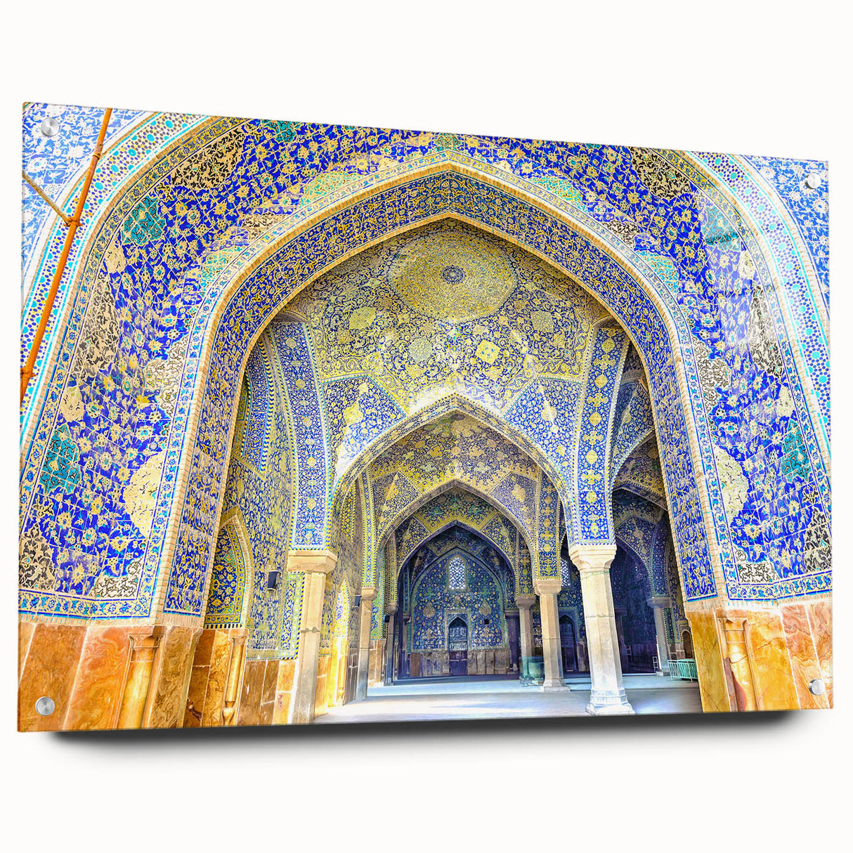 Acrylic print of a Middle Eastern scenery in muted earth tones, suited for bedroom or dining room decor.