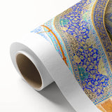 Art Deco poster of a Middle Eastern landscape in muted earth tones on rolled canvas.